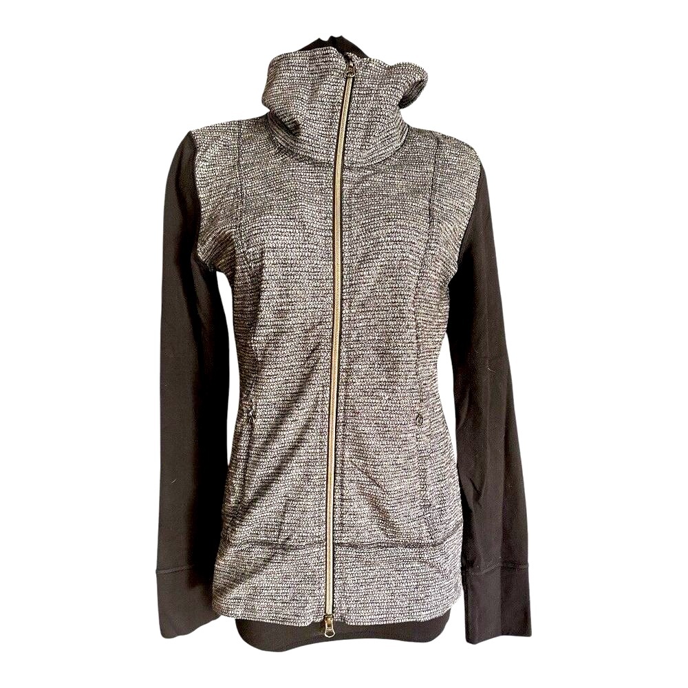 LULULEMON Daily Yoga Jacket Womens Size 9 Coco Pique Black